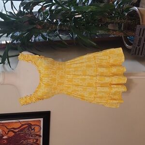 Urban Outfitters Yellow Daisy Flowy Sleeveless Summer Dress